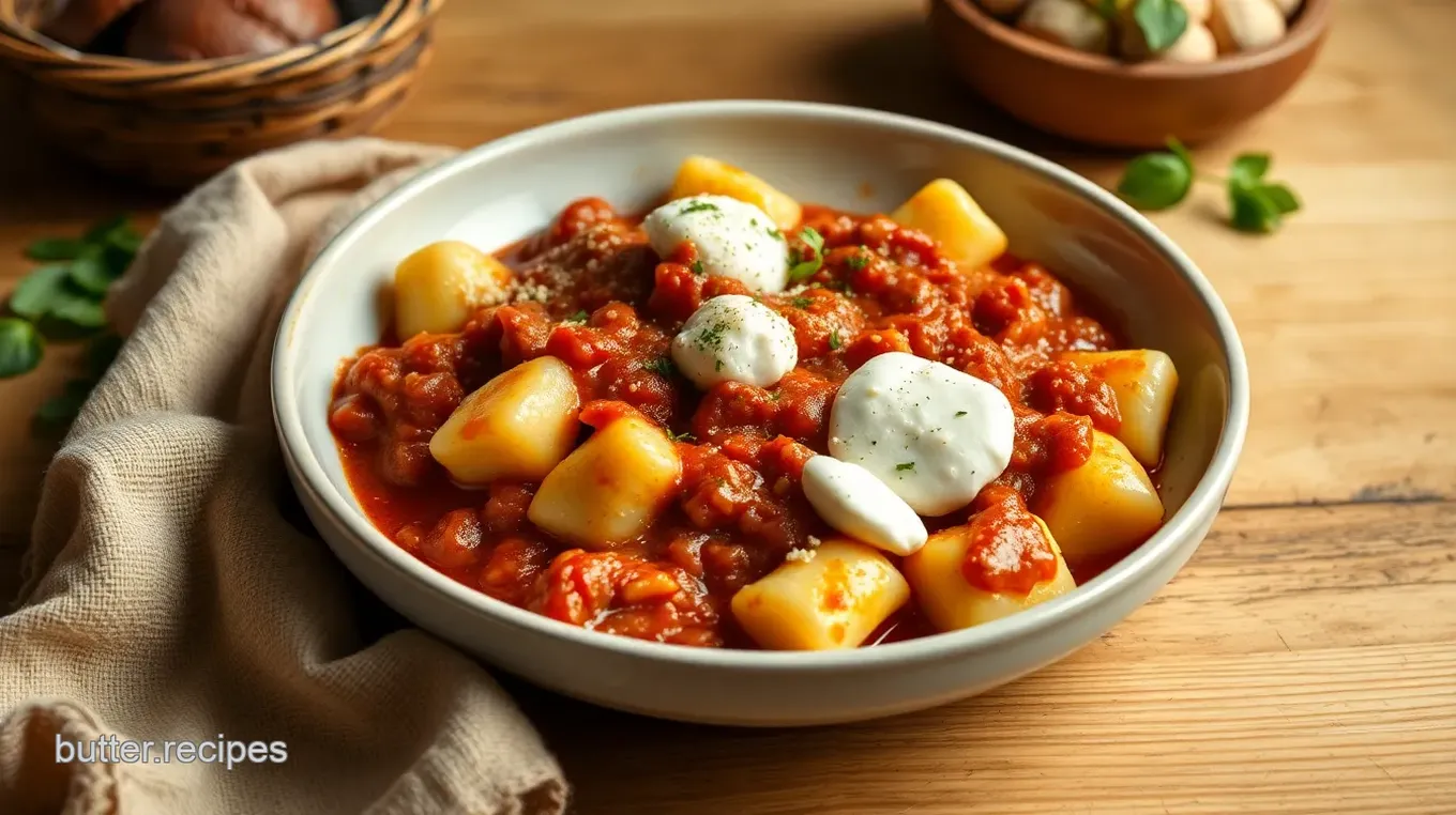 Baked Gnocchi with Hearty Meat Sauce & Melted Mozzarella