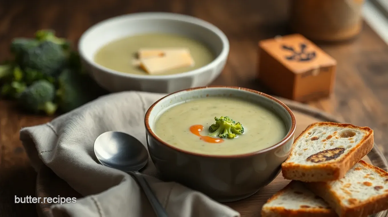 Creamy Broccoli Soup with Smoked Gouda