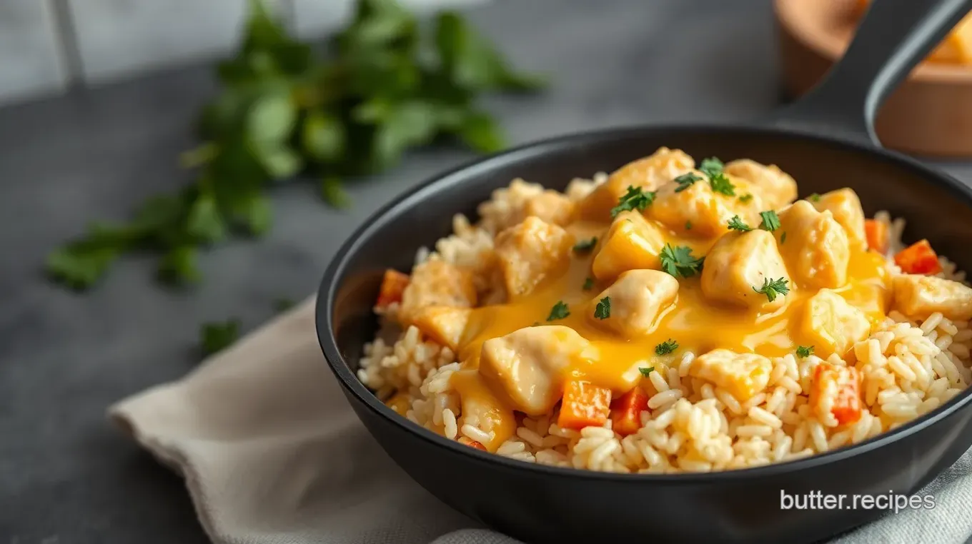 Cheesy Chicken and Rice Skillet Delight