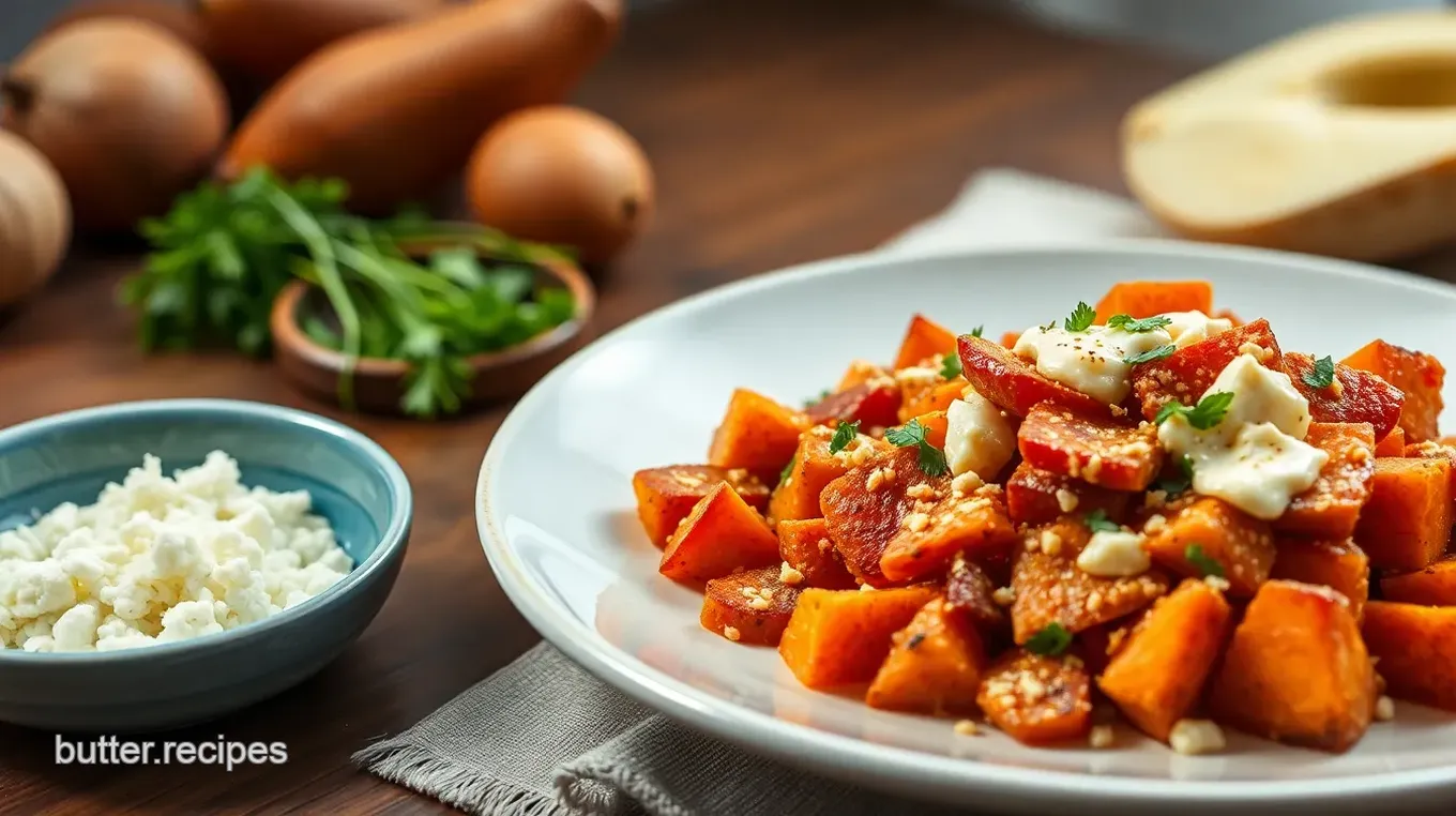 Cheesy Garlic Sweet Potato Smash