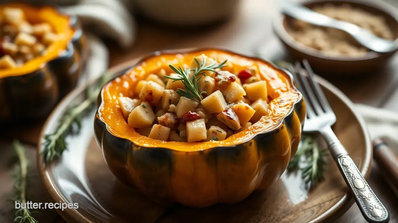 Roasted Acorn Squash with Turkey Filling