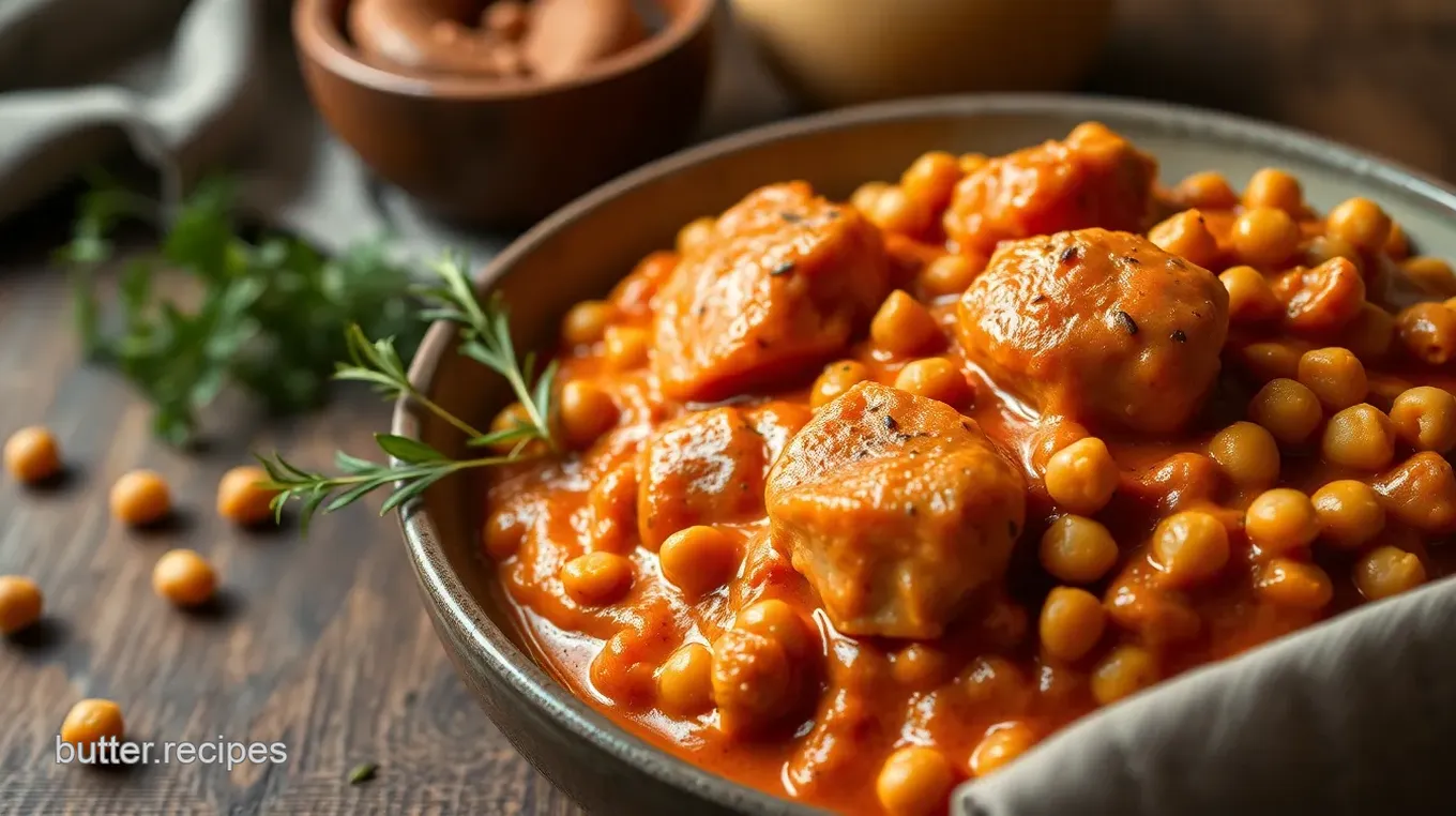 Cooked Chicken Paprikash with Chickpeas