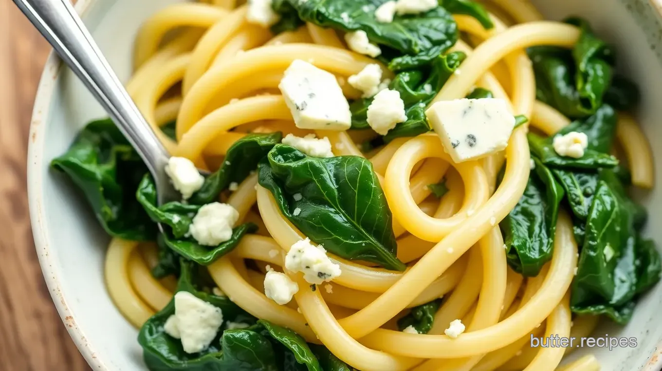 Creamy Blue Cheese Pasta with Wilted Greens