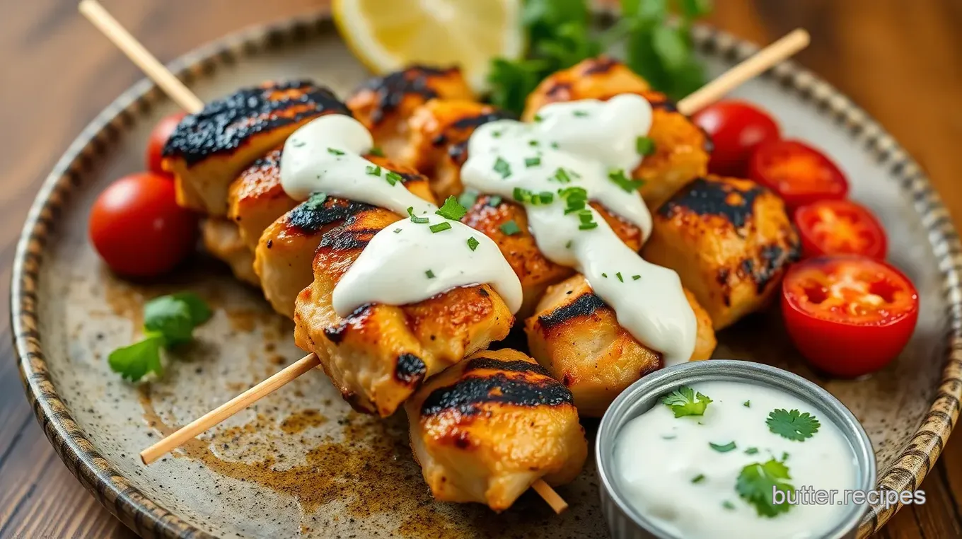 Grilled Chicken Souvlaki with Tzatziki Sauce