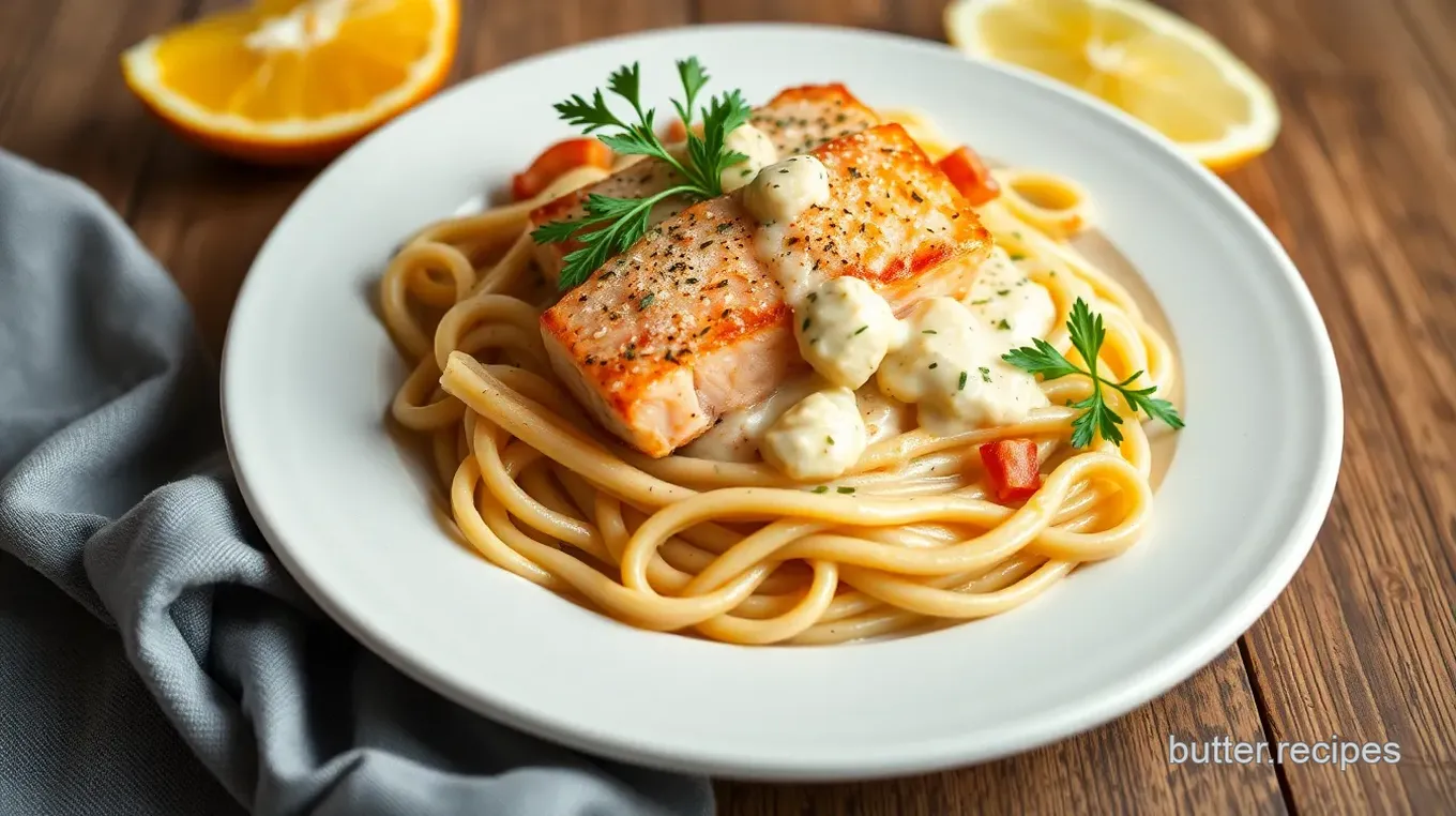 Sautéed Salmon Pasta with Creamy Sauce