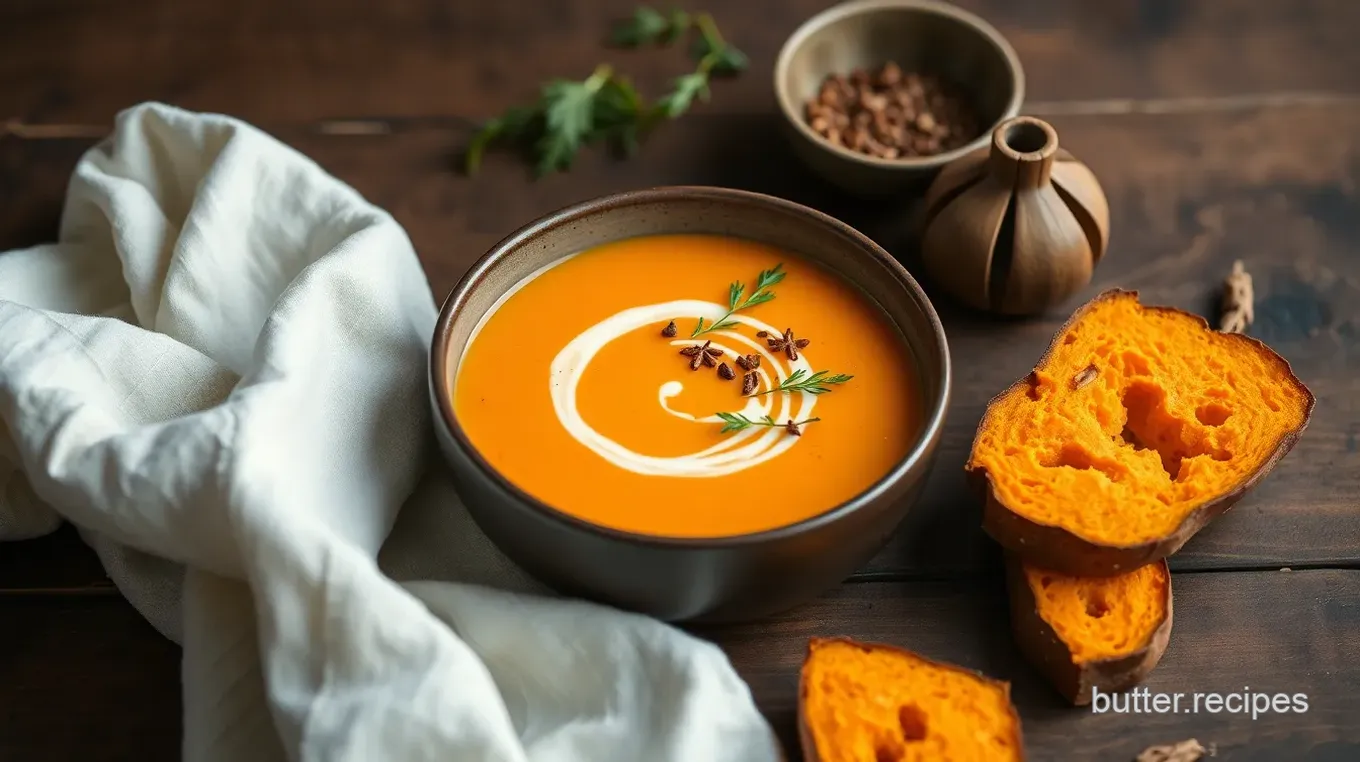 Roasted Veggie Soup with Sweet Potato & Spice