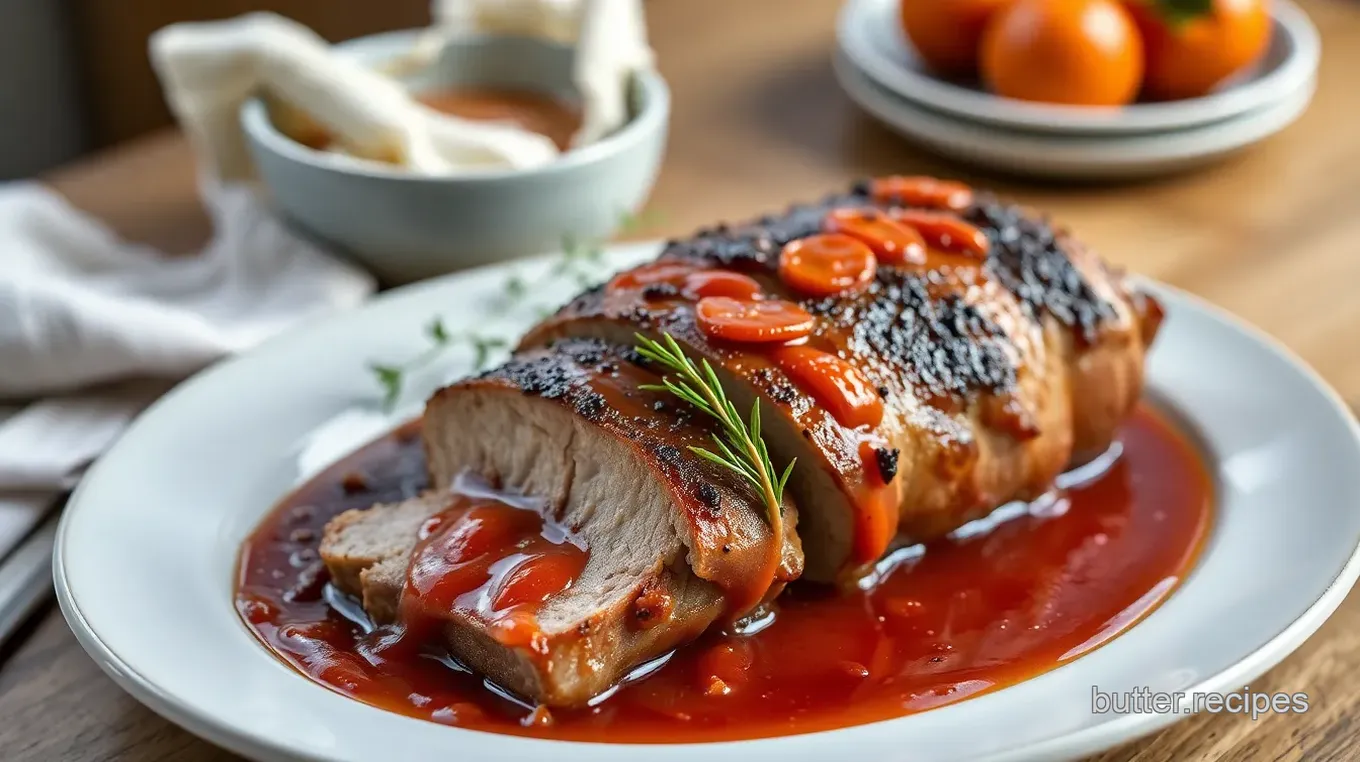 Roasted Pork Loin with Sweet Persimmon Sauce