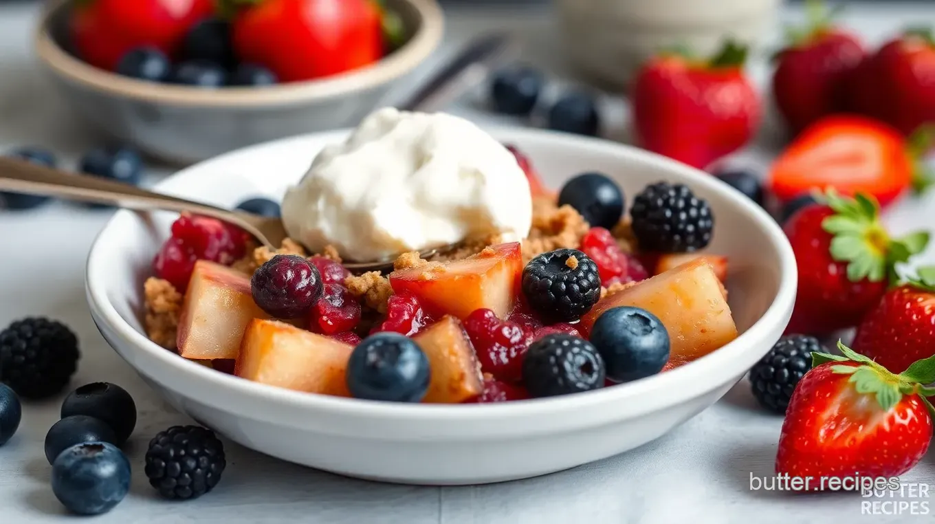 Summer Berry Apple Crisp with Herb Infusion