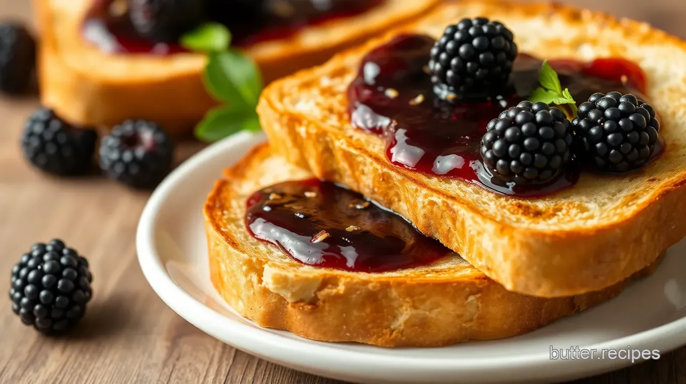 Blackberry Jam and Peanut Butter Swirl Toast