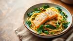 Delicious Salmon Pasta with Mixed Greens