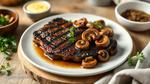 Grilled Flank Steak with Mushroom Sauté