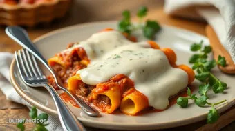 Bake Beef Manicotti with Creamy Sauce