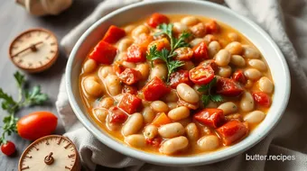 Easy Creamy Greek Butter Bean Stew Julia Frey of Vikalinka recipe card