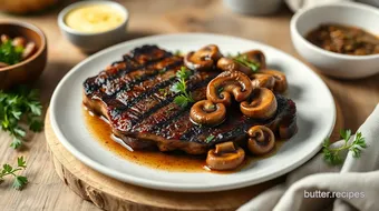 Grilled Flank Steak with Mushroom Sauté