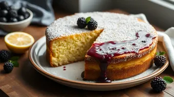 Lemon Ricotta Cake with Blackberry Glaze