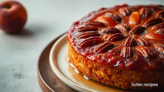 Peach Brandy Pecan Upside-Down Cake