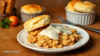 Savory Chicken Delight with Fluffy Biscuits