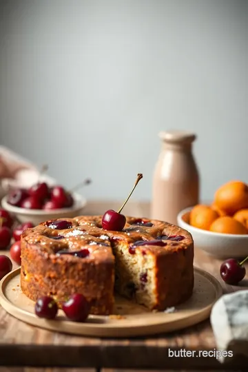 Cherry & Apricot Cake with Amaretto Cream presentation