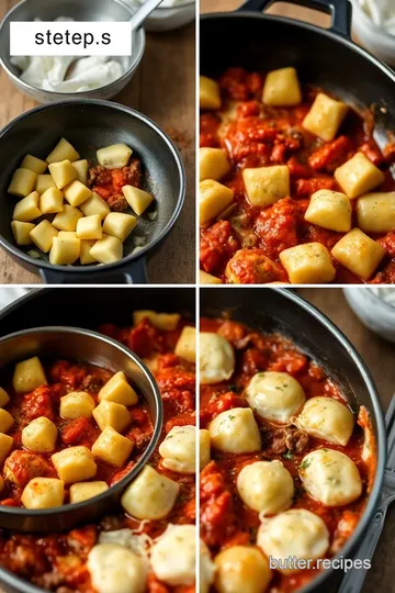 Baked Gnocchi with Hearty Meat Sauce & Melted Mozzarella steps