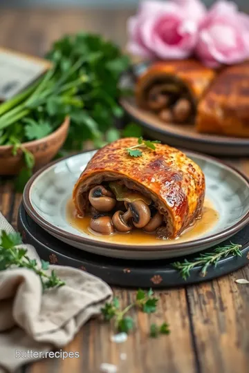 Baked Mushroom Wellington Delight presentation