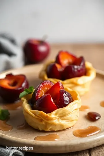 Caramelized Plum Tarte Tatin with Lavender Cream presentation