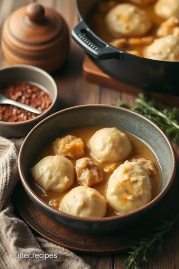 Simmered Chicken Comforting Dumplings presentation