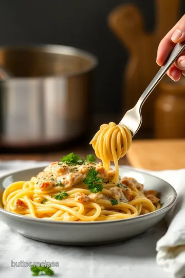 Creamy Chicken Fettuccine with Asparagus presentation