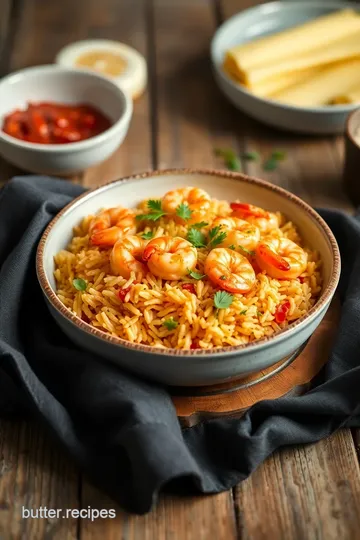 Spanish Rice with Chicken and Shrimp presentation