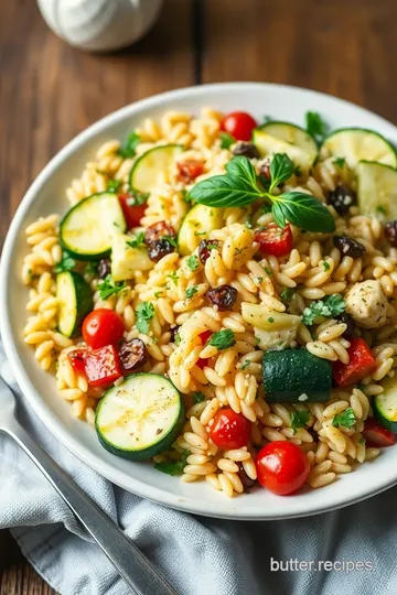 Grilled Orzo Salad with Fresh Zucchini presentation