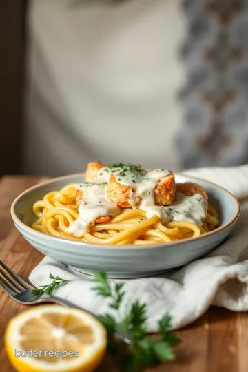 Sautéed Salmon Pasta with Creamy Sauce presentation