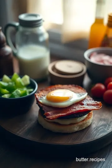 Hearty Breakfast Sandwich with Bacon and Eggs ingredients