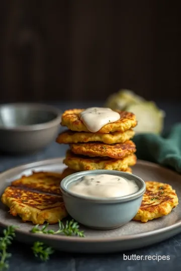 Fry Zucchini Fritters with Garlic Yogurt Sauce presentation