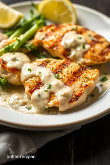 Bread and Butter Chardonnay Cream Sauce with Grilled Chicken presentation