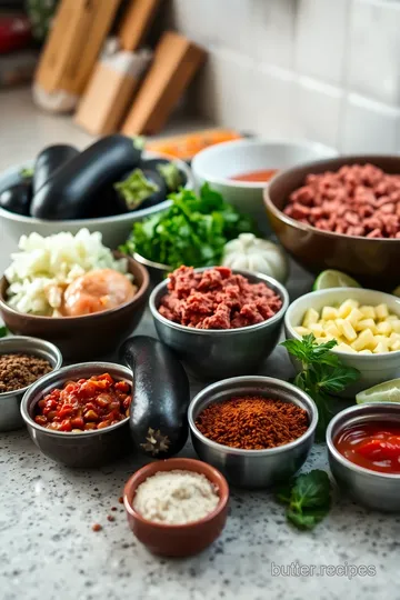 Harissa Beef Stuffed Eggplant ingredients