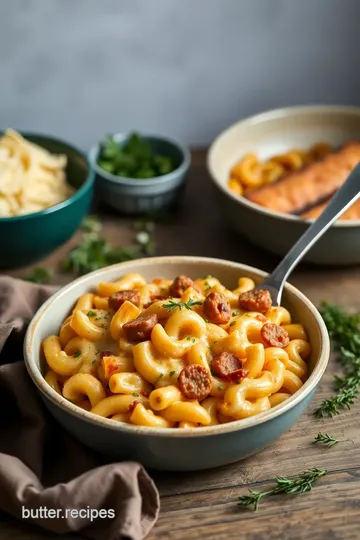 Bake Italian Mac and Cheese with Sausage presentation