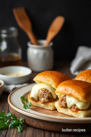 Oven-Baked Meatball Provolone Sliders presentation