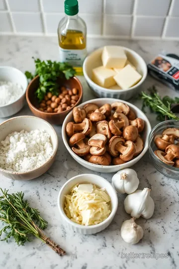 Pan Fried Garlic Mushrooms with Parmesan ingredients