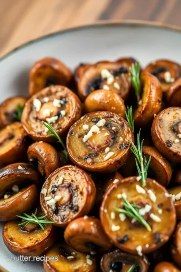 Pan Fried Garlic Mushrooms with Parmesan presentation