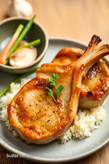 Pan-Seared Pork Chops with Garlic & Ginger presentation