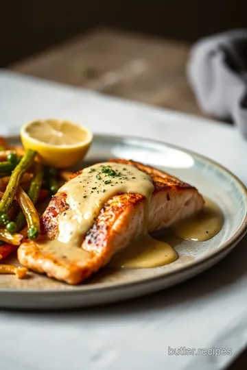 Pan Seared Salmon with Mustard Cream Sauce presentation