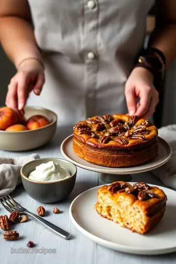 Peach Brandy Pecan Upside-Down Cake presentation