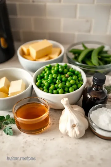 One Pan Honey Butter Peas with Garlic ingredients