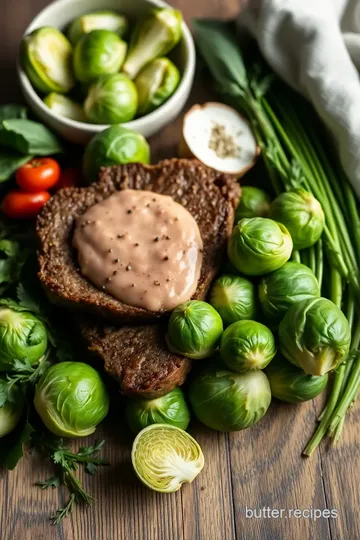 Quick New York Steak with Savory Brussels Sprouts ingredients