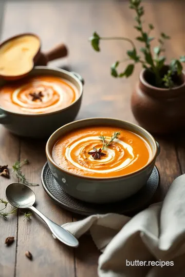 Roasted Veggie Soup with Sweet Potato & Spice presentation