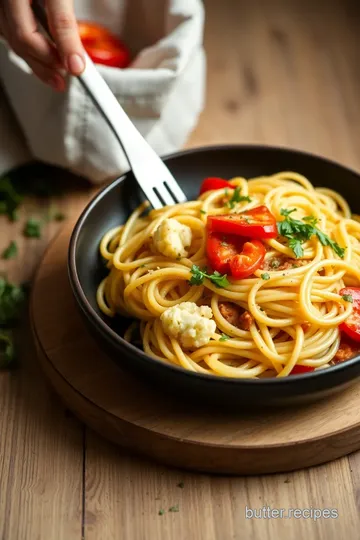 One-Pan Cauliflower Spaghetti with Peppers presentation