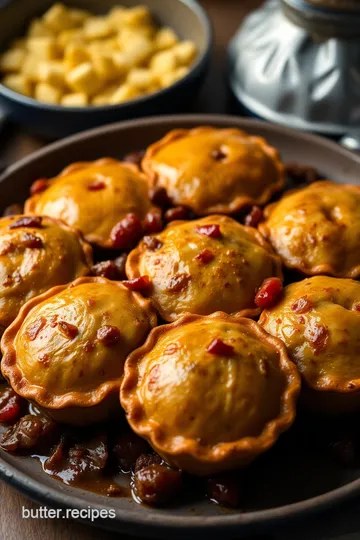 Savory Beef and Onion Pies with Pomegranate Molasses presentation