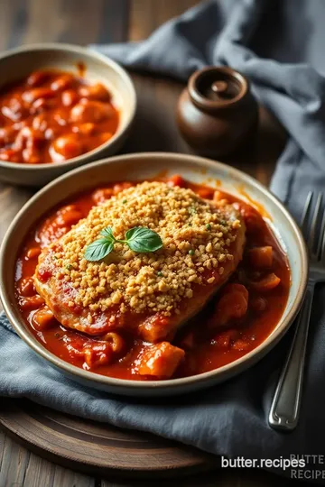 Simmered Chicken Arrabiata with Crispy Topping presentation