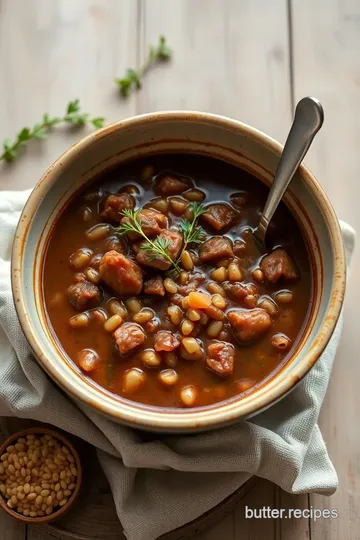 Slow Cooked Beef Barley Soup presentation