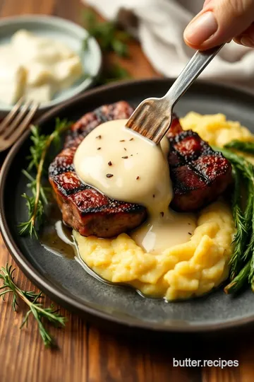 Grilled Ribeye Steak with Creamy Polenta presentation