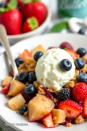 Summer Berry Apple Crisp with Herb Infusion presentation